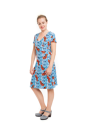 Bakery Ladies Drape Dress Kobalt Vichy Bird