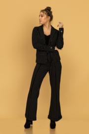 Tante Betsy Wrap Blazer Pinstripe Black