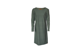 Mooi Vrolijk Dress Comfortable - Dark Green with White Dots