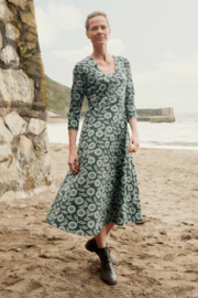 Seasalt Waterfront Jersey Dress Printed Flower Pine Needle