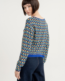 SURKANA Wide Boat Neck Sweater blue