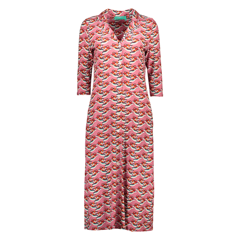 Bakery Ladies Polo Dress Tulsa 3 4 Sleeve Mandarin Duck Blossom