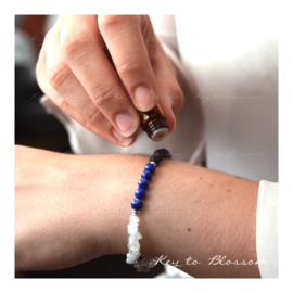 Lava Rock Bracelet with gemstones - Lapis Lazuli and Moonstone