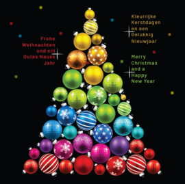 25 Kerstkaarten |   Kleurrijke kerstboom van kerstballen