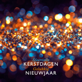 10 Kerstkaarten |   Warme kerstlichtjes in blauw en goud