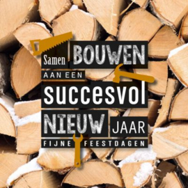 25 Kerstkaarten | Stapel hout en gereedschap