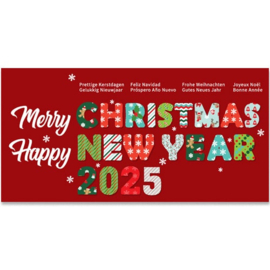 25 Kerstkaarten |  2025 Kerstwens in kerstkleuren, liggend