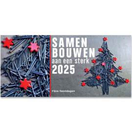 25 Nieuwjaarskaarten | 2025 Samen bouwen.. spijkerkerstboom