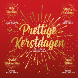 10 Kerstkaarten |  Internationale kerstwens in goud en rood