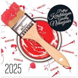 25 Kerstkaarten |   2025 Kwast en verfpot met rode verf