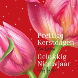 25 Kerstkaarten | Grote rode tulpen illustratie