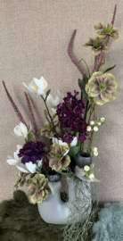 Buisvaas grijs met witte, groene, paarse en lila tinten