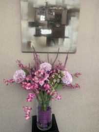 Boeket met paarse, mauve en groene tinten