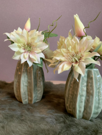 Groene vaasjes met clematis