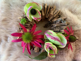 Krans met fuchsia en groene tinten