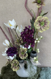 Buisvaas grijs met witte, groene, paarse en lila tinten