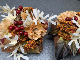 Boomschors mandje met zalm, roest en beige tinten