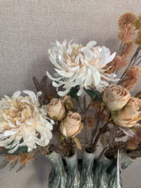 Tuitvaas jade/bruine kleur met beige, oker en bruine tinten
