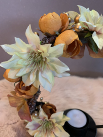 Ronde cirkel met theelichthouder op marmeren voet