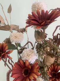 Flesvaas met roeste, bordeaux, beige en gouden tinten