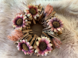Kransje met mauve/roze chrysanten