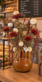 Flesvaas met roeste, bordeaux, beige en gouden tinten
