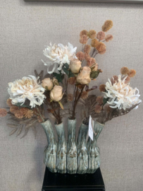 Tuitvaas jade/bruine kleur met beige, oker en bruine tinten