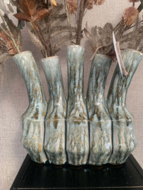 Tuitvaas jade/bruine kleur met beige, oker en bruine tinten