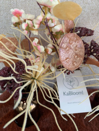 Bronzen vaasje met roest, aubergine, beige en zalme tinten