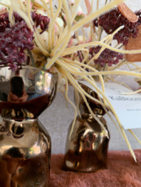 Bronzen vaasje met roest, aubergine, beige en zalme tinten