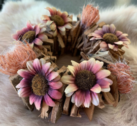Kransje met mauve/roze chrysanten