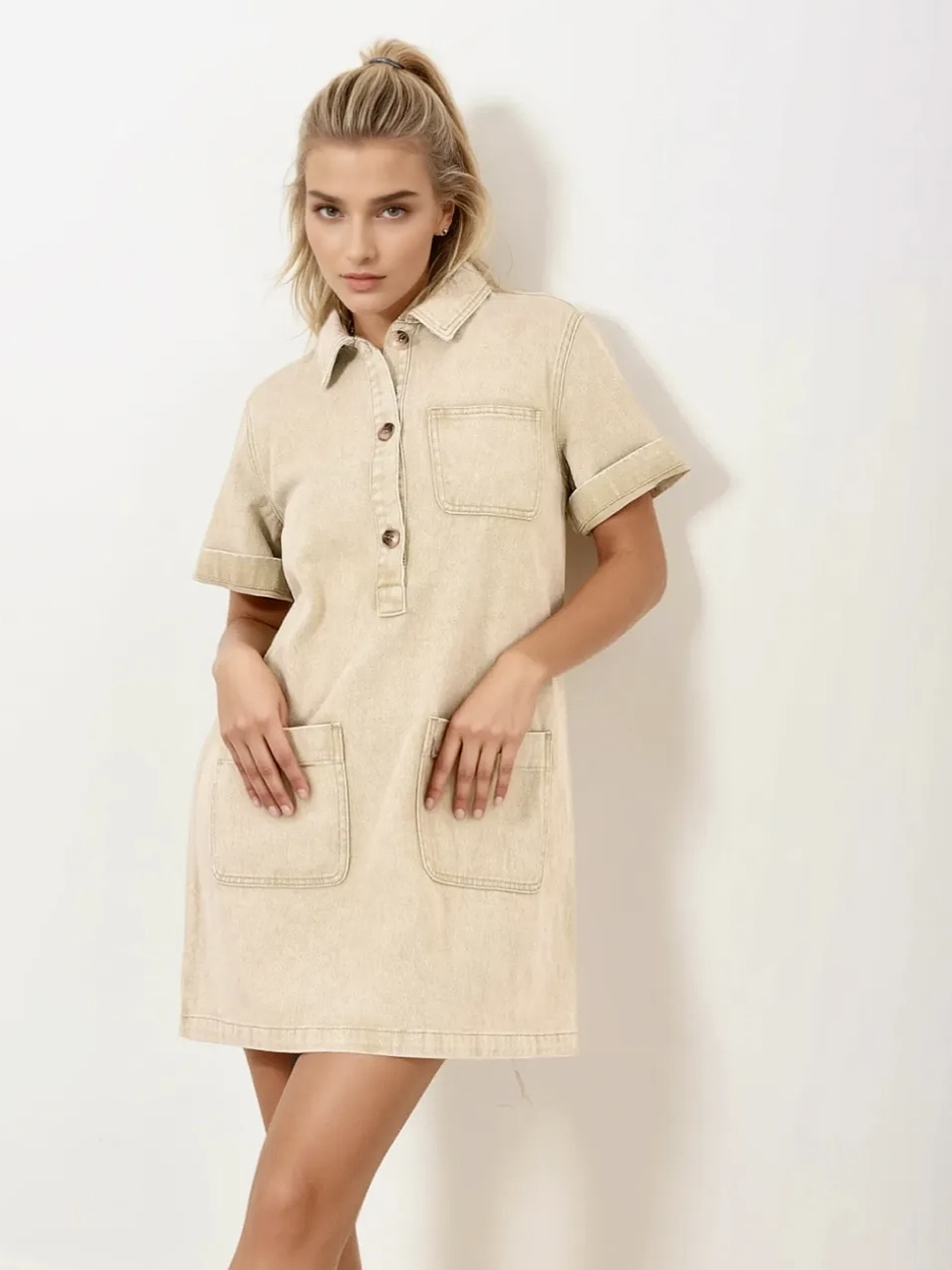 Fauve beige dress / uitverkocht