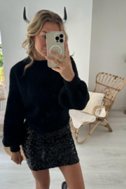 VIVIAN - Mini rok - Zwart glitter