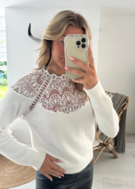 CHIARA - Trui opengewerkt - Wit