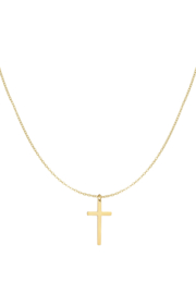 Ketting met kruis bedel - Goud- Stainless Steel