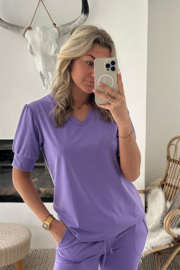 CARMEN - Broek - Lila Travelstof