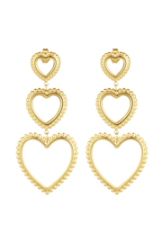 Oorbellen 3 HEARTS - Goud - Stainless Steel