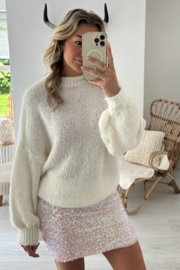 VIVIAN - Mini rok - Parelmoer roze glitter