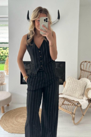 VERA - Broek - Zwart streep