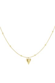 Ketting met hart bedel bolletjes - Goud- Stainless Steel