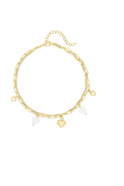 Enkelbandje dubbel met hart bedel - Goud- Stainless Steel
