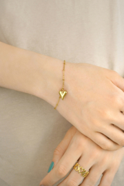 Armband met hart bedel bolletjes - Goud- Stainless Steel