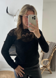CHIARA - Trui opengewerkt - Zwart
