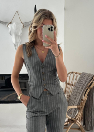 VERA - Gilet - Grijs streep