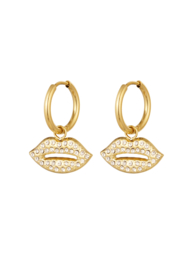 Oorbellen LIPS bedel - Goud- Stainless Steel