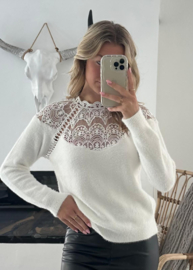 CHIARA - Trui opengewerkt - Wit