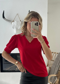 CARMEN - Shirt - Rood Travelstof