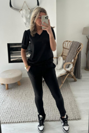 CARMEN - Broek - Zwart travelstof