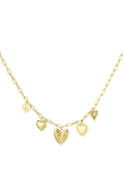 Bedelketting HEARTS - Goud - Stainless Steel