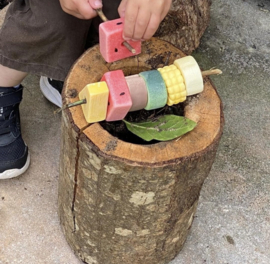 Sensory Play Stones – Threading Kebabs